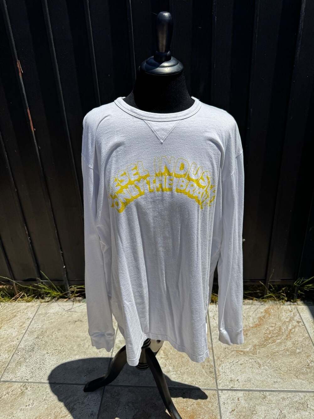Diesel Industry Only The Brave Yellow Graphic Long Sleeve T-Shirt